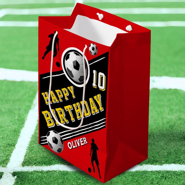 Modern Soccer Football Ball Player Birthday  Medium Gift Bag (Creator Uploaded)