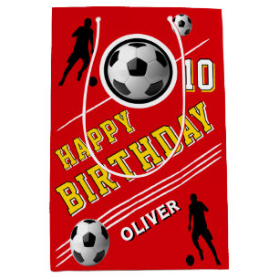 Modern Soccer Football Ball Player Birthday  Medium Gift Bag