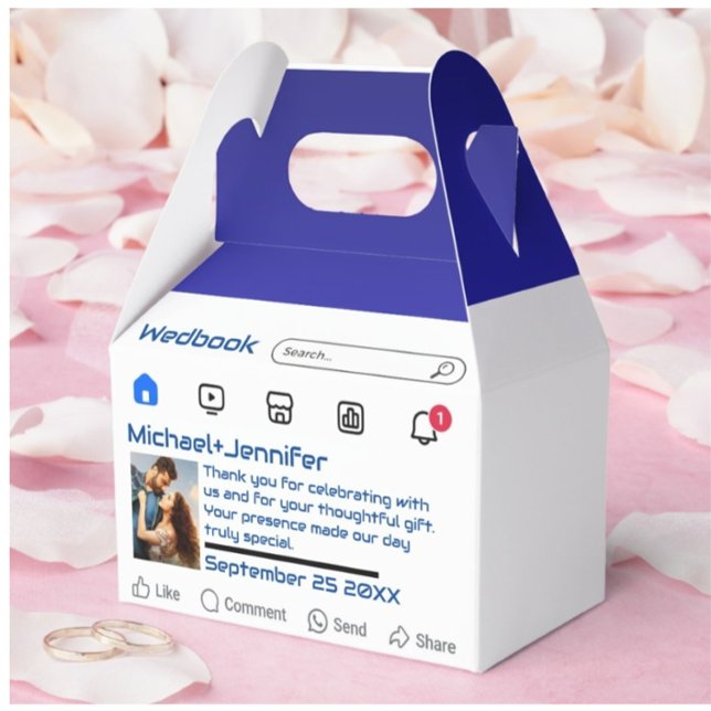 Modern Social Media Custom Message Wedding Favor Box (Creator Uploaded)