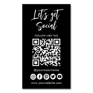 Modern Social Media QR Code Connect With Us Magnetic Business Card