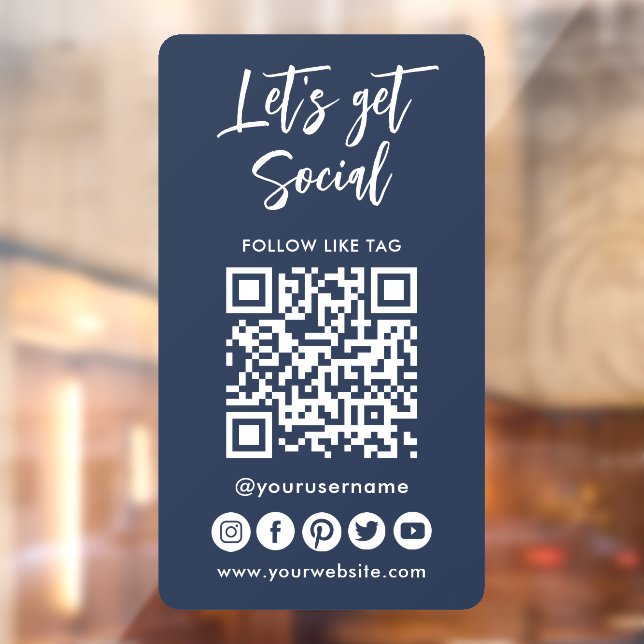 Modern Social Media QR Code Connect With Us Window Cling (Sheet 2)