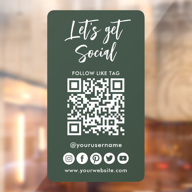 Modern Social Media QR Code Connect With Us Window Cling (Sheet 2)