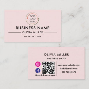 Modern Social Media QR Code   Minimalist Portrait Business Card