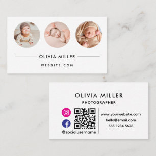 Modern Social Media QR Code   Minimalist Portrait Business Card