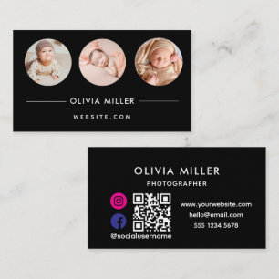 Modern Social Media QR Code   Minimalist Portrait Business Card