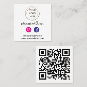 Modern Social Media QR Code   Minimalist Portrait Square Business Card