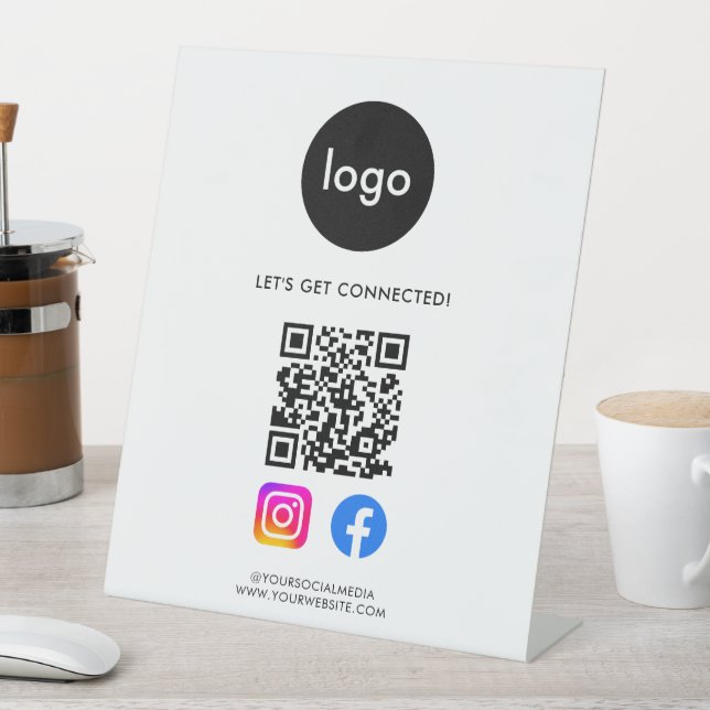Modern Social Media QR Code Pedestal Sign (In SItu)