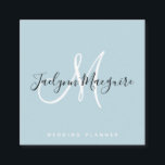 Modern soft blue elegant script signature monogram square business card<br><div class="desc">Modern soft blue elegant script signature monogram</div>