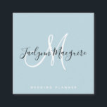 Modern soft blue elegant script signature monogram square business card<br><div class="desc">Modern soft blue elegant script signature monogram</div>
