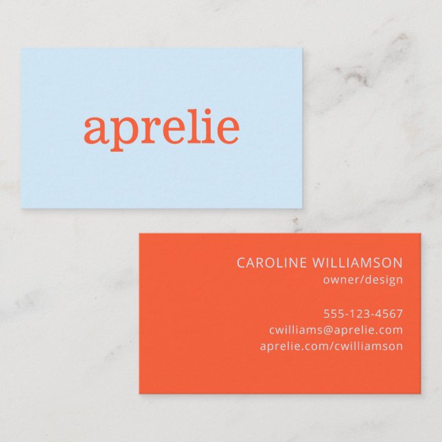 Modern Soft Blue Orange Creative Professional Business Card (Front/Back)