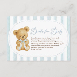 Modern Soft Blue Teddy Bear Books for Baby Enclosure Card