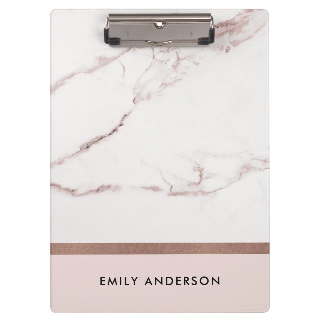 MODERN SOFT BLUSH PINK ROSE GOLD MARBLE TEXTURE CLIPBOARD (Front)