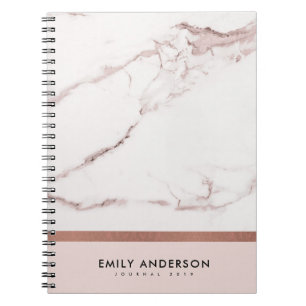 MODERN SOFT BLUSH PINK ROSE GOLD MARBLE TEXTURE NOTEBOOK