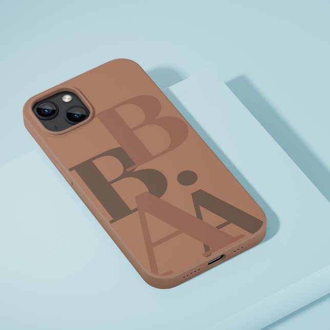 Modern Soft Brown initial minimal contemporary iPhone Case (Creator Uploaded)
