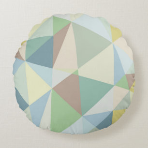 Modern Soft Colours Geometric Pattern Round Pillow