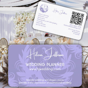 Modern Soft Lavender Motif Logo Wedding Planner Business Card
