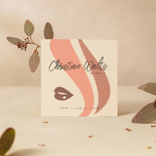 Modern Soft Peach and Earthy Makeup Artist QR Square Business Card