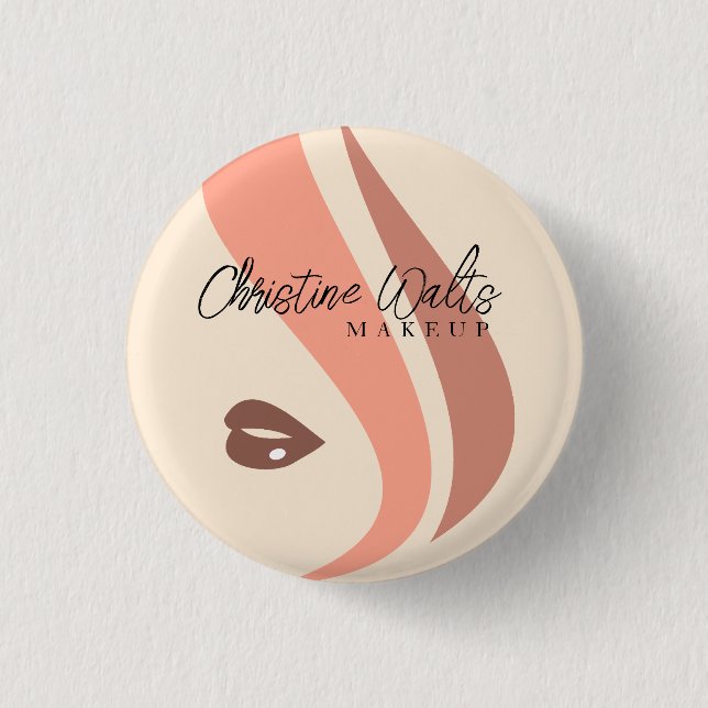 Modern Soft Peach and Earthy Makeup Artist Simple 1 Inch Round Button (Front)