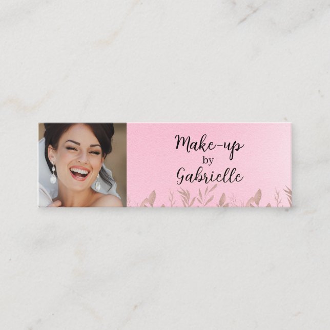 Modern Soft Pink Botanical Photo Script QR Code  Calling Card (Front)