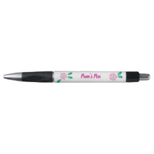 Modern Soft Pink Floral Name Pen