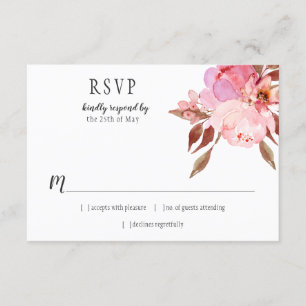 Modern Soft Pink Peonies Greenery RSVP Card