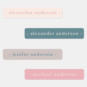 Modern Soft Pink Teal Gray Waterproof Name