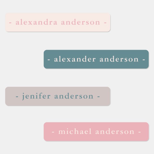 Modern Soft Pink Teal Grey Waterproof Name (Group)