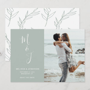 Modern Soft Sage Botanical Wedding Save The Date