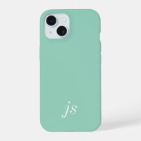 Modern Soft Sage Mint White Monogram Name