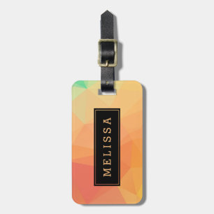 Modern Soft Yellow & Orange Geometric Pattern Luggage Tag