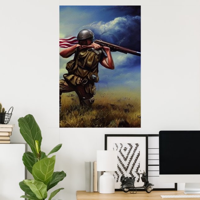 Modern Soldier AI Digital Art Poster #04 (Home Office)