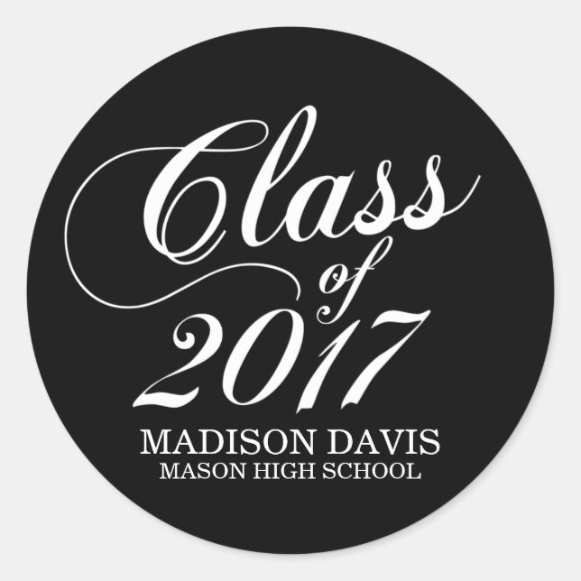 Modern Solid Black | Graduation Stickers (Front)