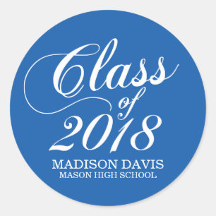Modern Solid Blue   Graduation Stickers