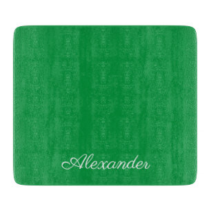 Modern Solid Bright Green template,  White Script  Cutting Board
