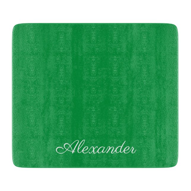 Modern Solid Bright Green template,  White Script  Cutting Board (Front)