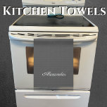 Modern Solid Charcoal Grey Kitchen Towel<br><div class="desc">Modern Solid Charcoal Grey
Solid coloured background. TEMPLATE for the name in Black script. A Modern kitchen apron featuring an easy-to-personalize template, for the perfect custom kitchen.</div>