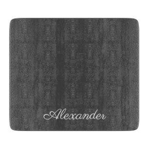 Modern Solid Charcoal Grey  Template White Script  Cutting Board
