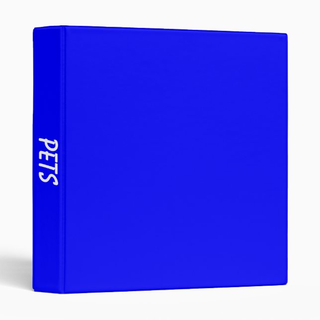 Modern Solid Colour Bright Blue Pets Binder (Front/Spine)