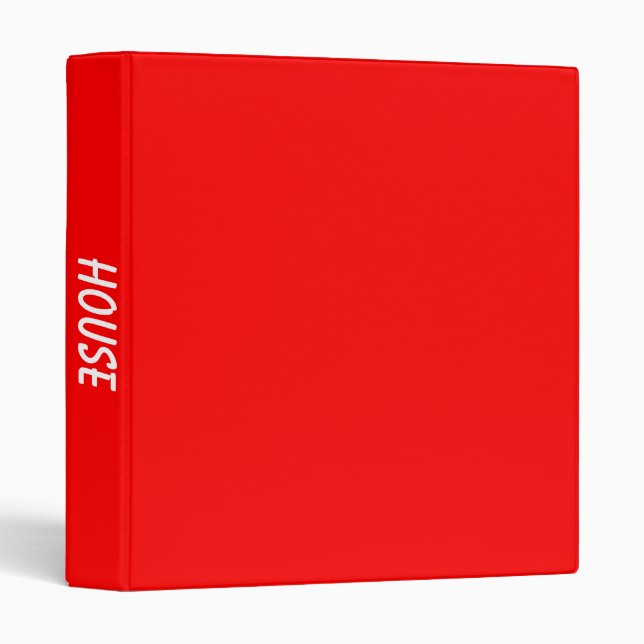 Modern Solid Colour Bright Red House Binder (Front/Spine)