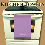 Modern Solid Colour Lavender Purple White Script Kitchen Towel<br><div class="desc">Modern Solid Colour Lavender Purple White Script
Solid coloured background. TEMPLATE for the name in White script. A Modern kitchen towel featuring an easy-to-personalize template, for the perfect custom kitchen.</div>