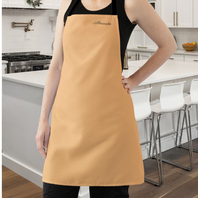 Modern Solid colour Peach template Black Script Apron (Creator Uploaded)