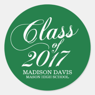 Modern Solid Green Graduation Stickers