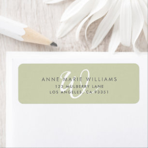 Modern Solid Sage Green White Script Monogram
