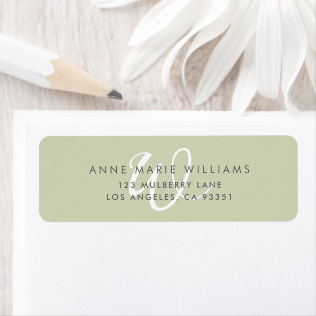 Modern Solid Sage Green White Script Monogram (Insitu)