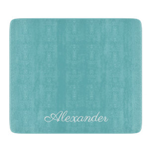 Modern Solid Teal Blue template White Script   Cutting Board