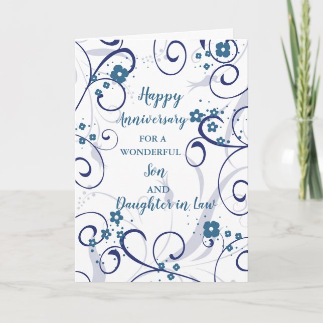 Modern Son & Daughter in Law Wedding Anniversary Card (Front)