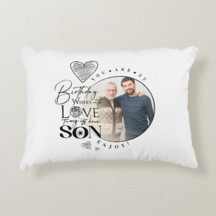 Modern Son , grandson Birthday Typography Photo Accent Pillow