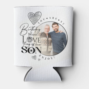Modern Son , grandson Birthday Typography Photo Can Cooler