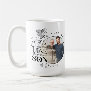 Modern Son , grandson Birthday Typography Photo Coffee Mug