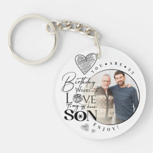 Modern Son , grandson Birthday Typography Photo Keychain